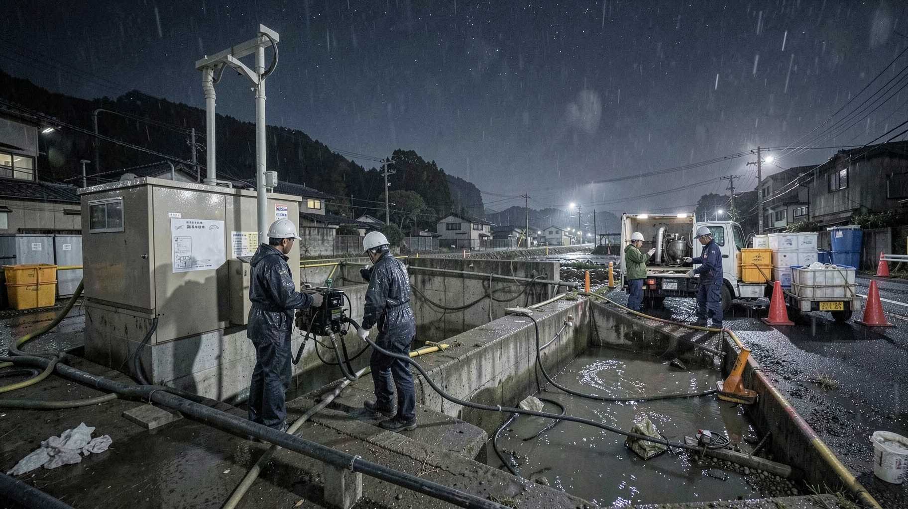 災害時の下水処理、自治体に必要な長期運転体制と仮設設備の備え